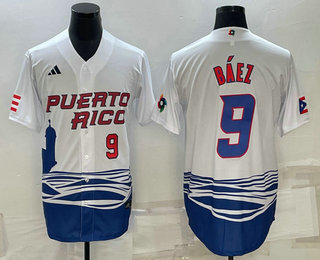 Men's Puerto Rico Baseball #9 Javier Baez Number White 2023 World Baseball Classic Stitched Jersey,We sell and wholesale Men's Puerto Rico Baseball #9 Javier Baez Number White 2023 World Baseball Classic Stitched Jersey on line form chian!